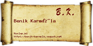 Benik Karméla névjegykártya